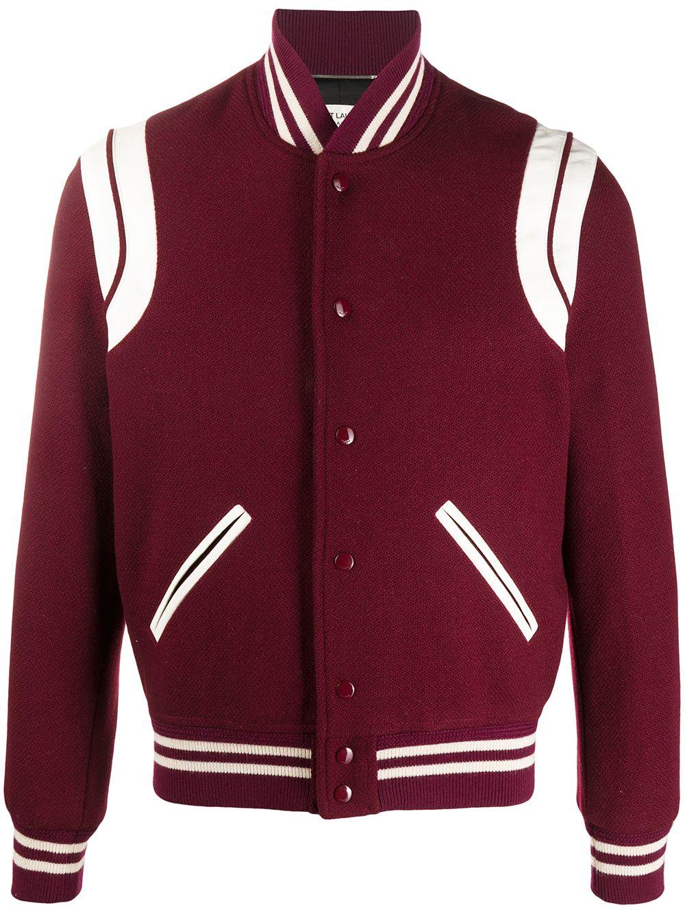 Saint Laurent Teddy Bomber Jacket in Red for Men | Lyst