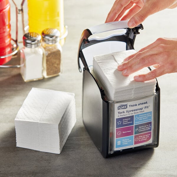 Tork Xpressnap Fit 800723 Black Tabletop Interfold Napkin