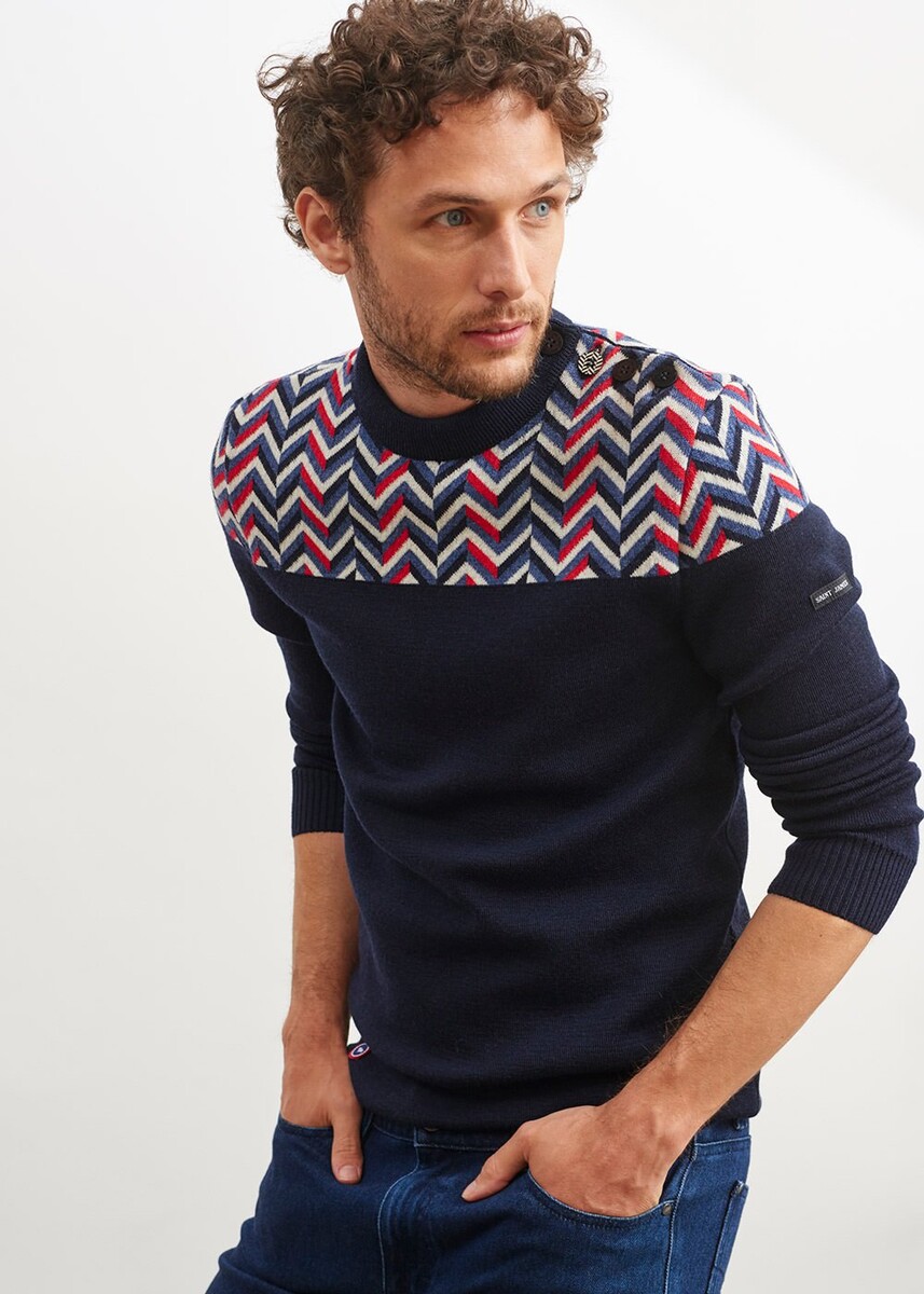 Pull Marin SAINT JAMES X Le Slip Français à motif chevron | Votre