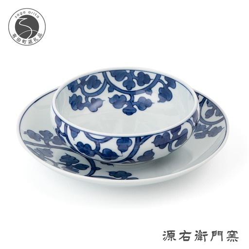 源右衛門窯 染付唐草文 組皿 器 食器 皿 伝統的文様 皿 唐草文様