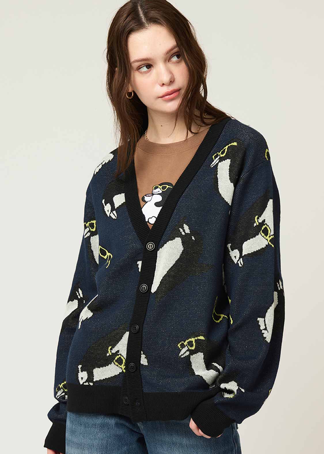 シティボーイペンギン｜ウォッシャブルジャカードカーディガン｜ユニ