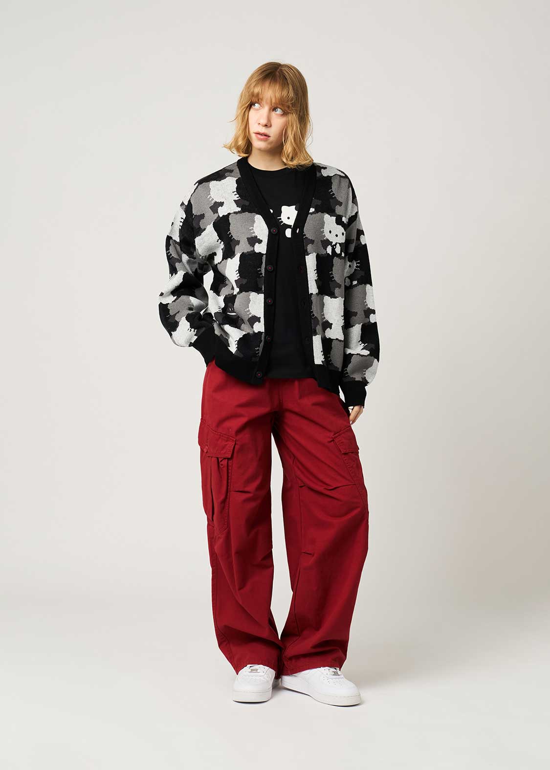 未開封】キティ ジャカードVネックカーディガン グラニフ XL キティ