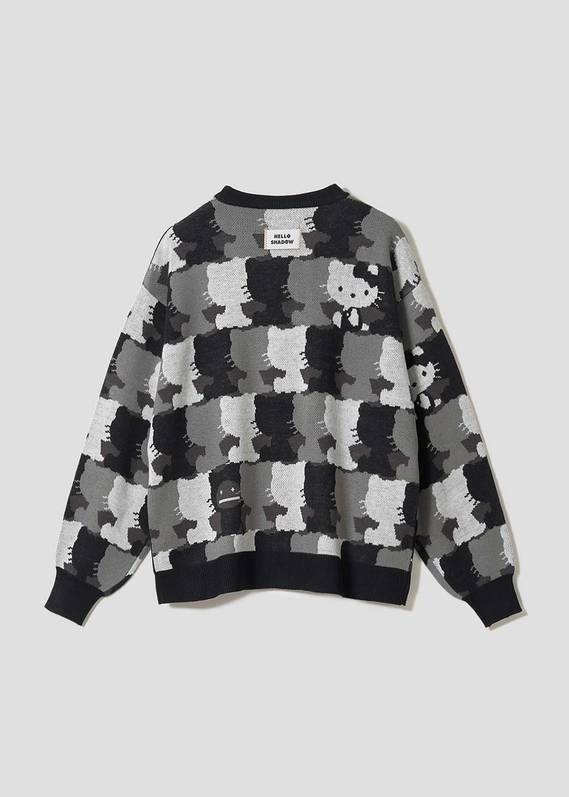 キティ シルエットパターン｜ジャカードVネックカーディガン｜ユニ