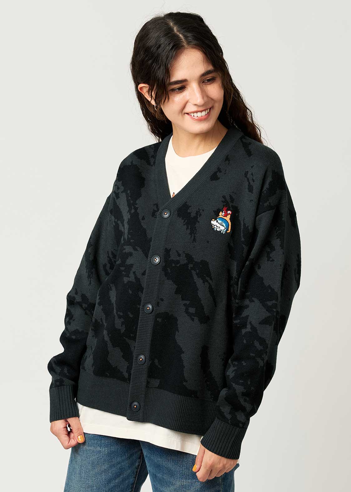 少年ウルフ｜ジャカードVネックニットカーディガン｜ユニセックス