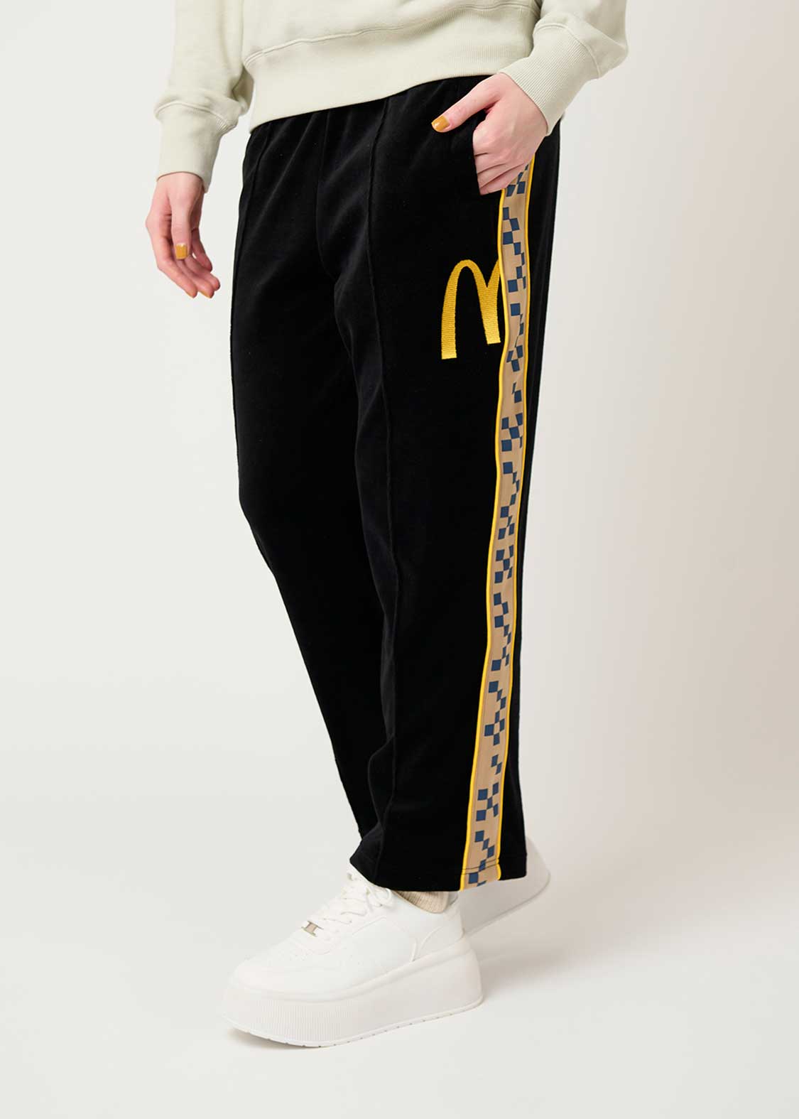 DECEMBERMAY ストレートレッグパンツ ブラック/ネオンイエロー