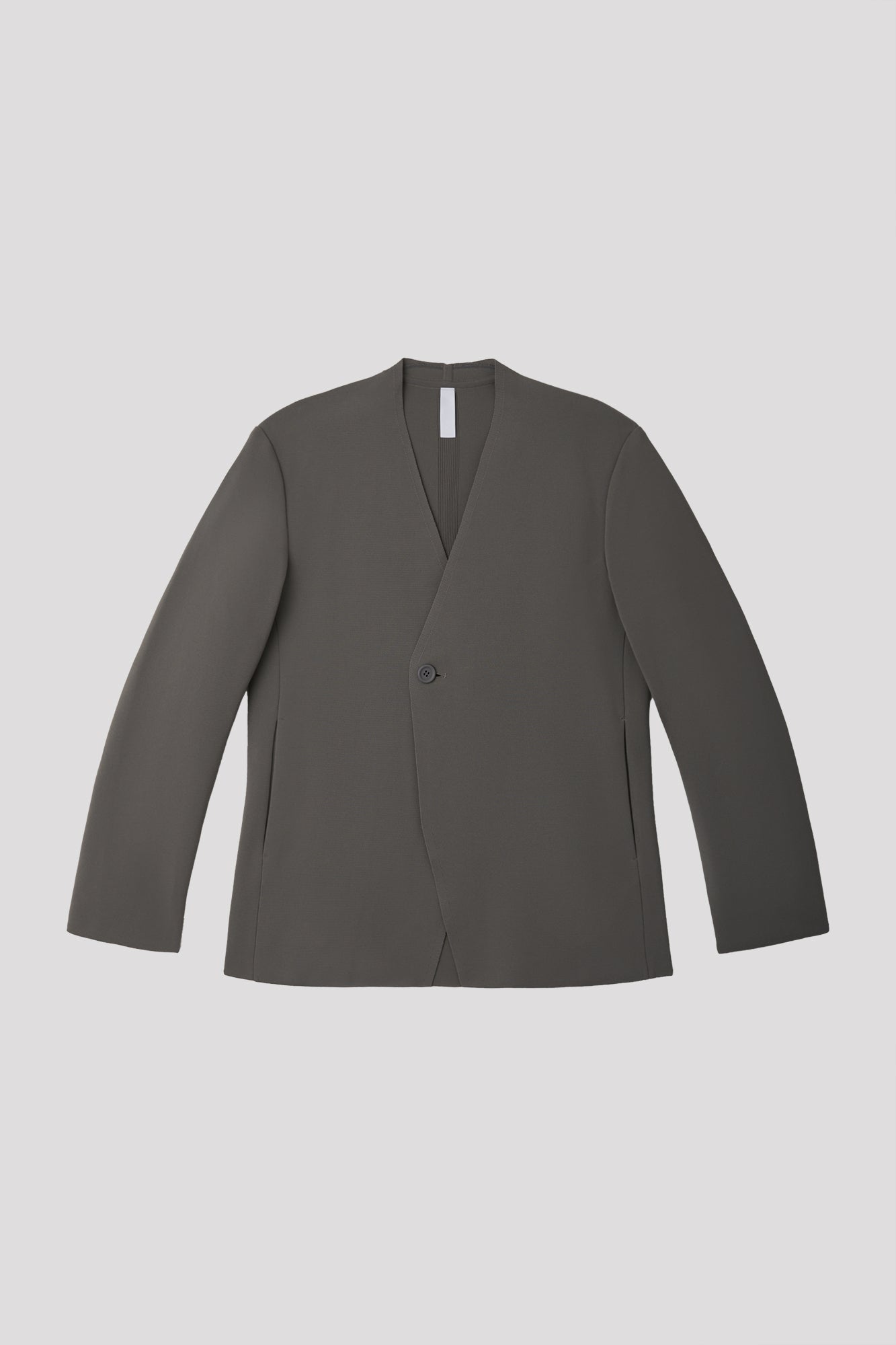 MILAN RIB DOUBLE BREASTED COLLARLESS JACKET