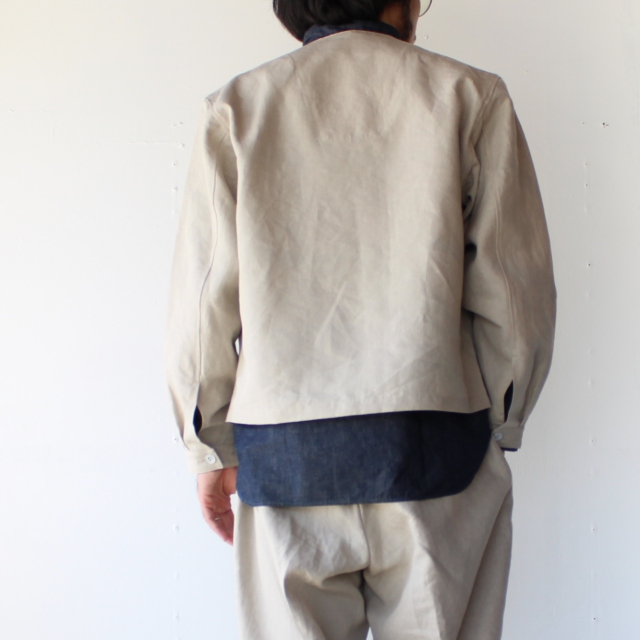 HAVERSACK ハバーサック リネンカラーレスジャケット Ecru - C.COUNTLY