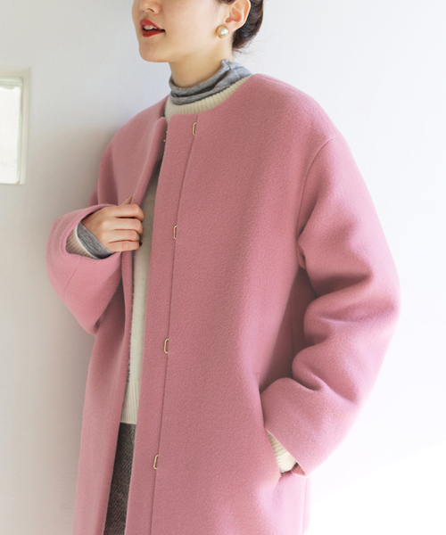 IENA（イエナ）の「ラムウールノーカラーコート（ノーカラーコート