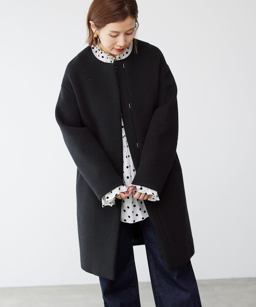 IENA（イエナ）の「ラムウールノーカラーコート（ノーカラーコート
