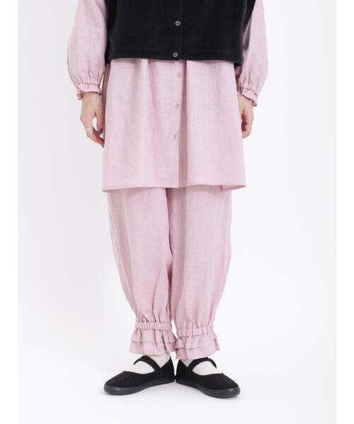 Samansa Mos2（サマンサ モスモス）の「リネン裾フリルギャザーパンツ