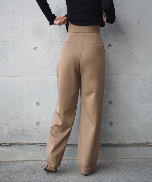 tuck wide curved pants /ハイウエスト タック カーブ ワイド パンツ