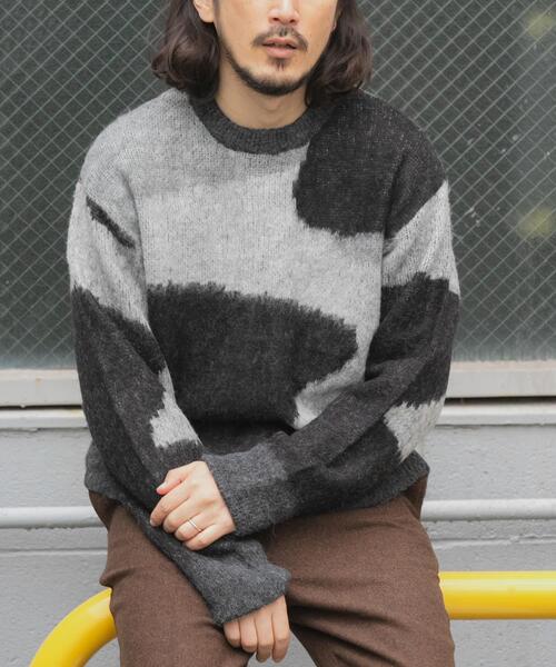 セール】モヘヤタッチカモフラリラックスニット（ニット/セーター