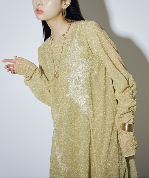 Ezick（エジック）の「Sparkle sheer モチーフレースセットドレス