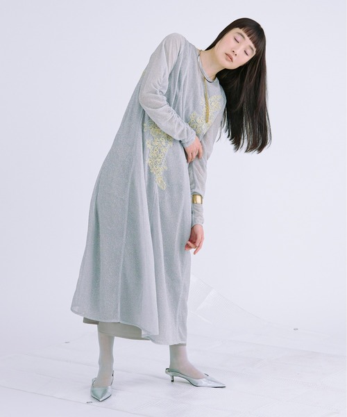 Sparkle sheer モチーフレースセットドレス（ドレス）｜Ezick