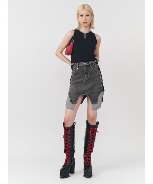 PAMEO POSE（パメオポーズ）の「Denim Micro Miniskirt（デニム