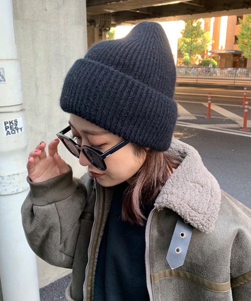 SHAGGIE（シャギー）の「ラビットファーシンプルニット帽/ビーニー