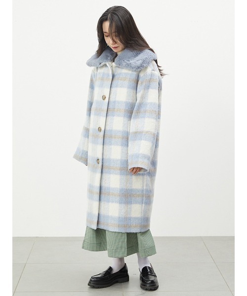 FURFUR（ファーファー）の「シャギーチェックコート（ステンカラー