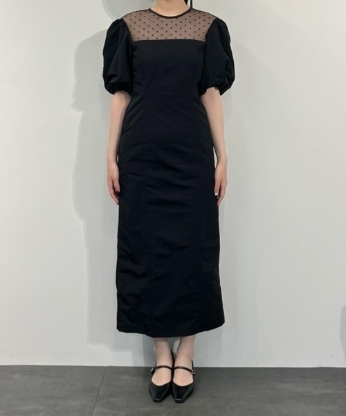 セール】デコルテドットドレス / decollete dot dress（ドレス