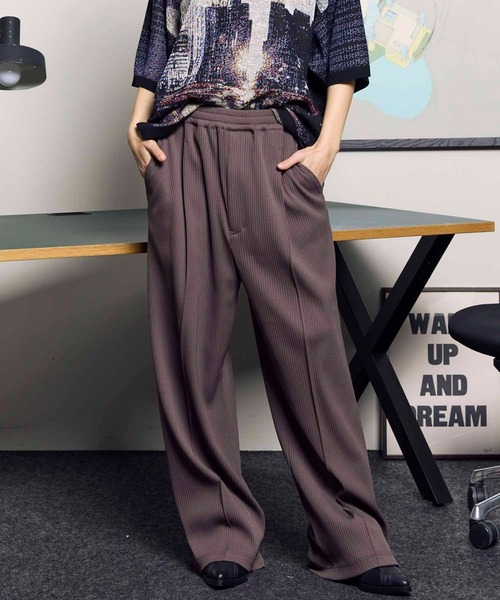UNISEX》Omega Rib Pin Tuck Wide Pants/オメガリブピンタックワイド