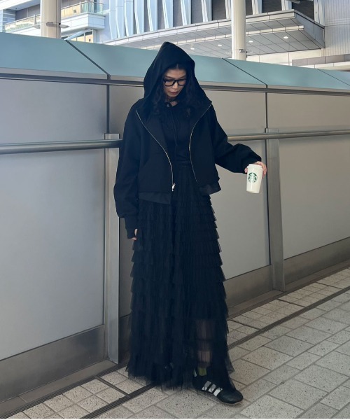 BLACK TULLE RAFFLE SKIRT（スカート）｜Ameri（アメリ）の
