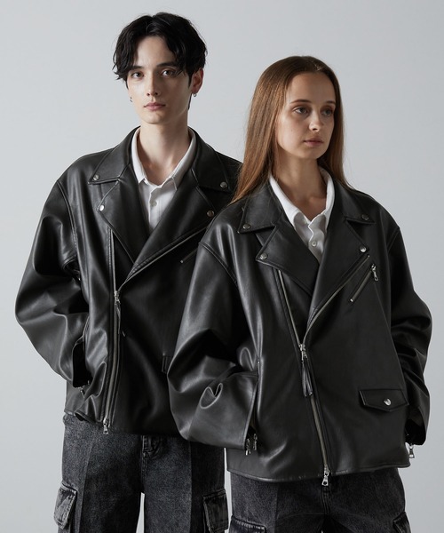 CLEL】2way Rider's Jacket/合皮 2wayライダースジャケット