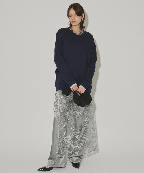 Flower spangle wrap skirt/フラワースパンコールラップスカート