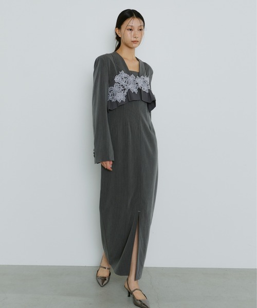 ピンストライプテーラードビスチェドレス / pinstripe tailored