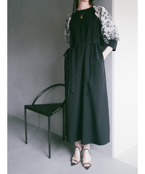 Sheer Jacquard Sleeve Dress（ワンピース）｜sahara（サハラ）の