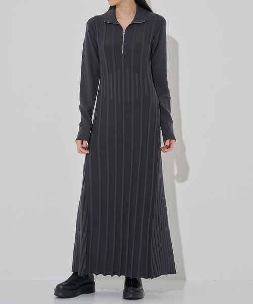 CINOH/チノ】別注 ZIP KNIT DRESS/ジップニットワンピース（ドレス