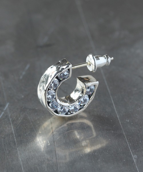 ジルコニア埋め込みフープピアス（ピアス（片耳用））｜e.m.（イーエム