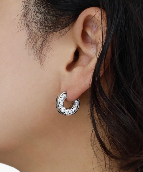 ジルコニア埋め込みフープピアス（ピアス（片耳用））｜e.m.（イーエム