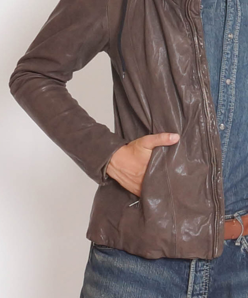 goa ゴア 本革 フードイン リアルゴートレザーライダースジャケット F