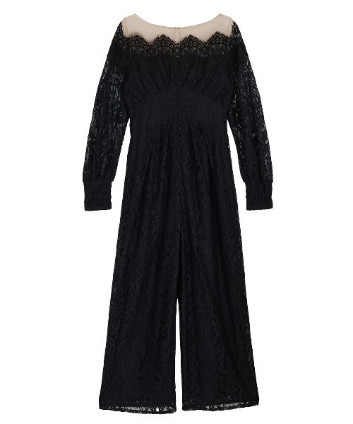 Ameri（アメリ）の「OFF SHOULDER LACE LIKE ROMPERS（サロペット