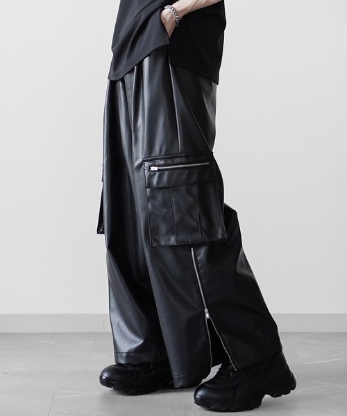 welise×翔】モードギミックワイドカーゴパンツ/ドレープTR/12oz
