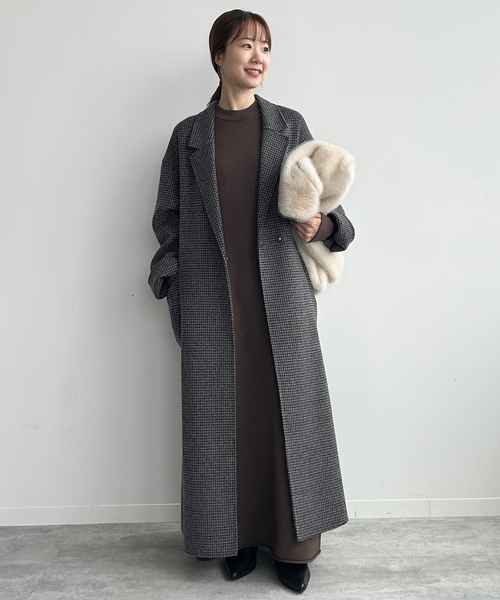 souple wool ダブルフェイスロングコート（チェスターコート）｜SLOBE