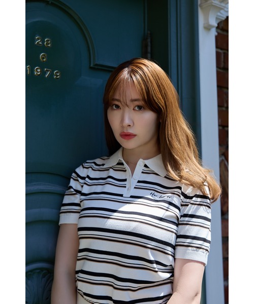 Multi Border Polo Top（ポロシャツ）｜Her lip to（ハーリップトゥー