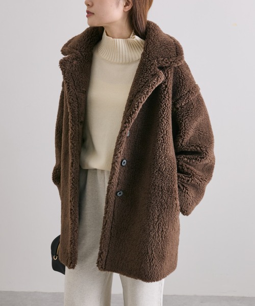 PUAL CE CIN（ピュアルセシン）の「ステンカラーボアミドルコート