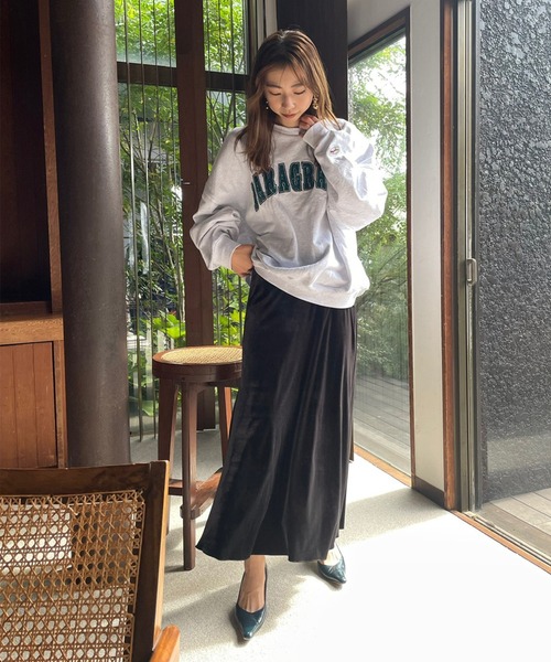 Ameri（アメリ）の「CHAMBRAY VELOUR SKIRT（スカート）」 - WEAR