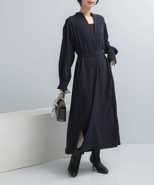 セール】トリアセテート混Vネックワンピース（ワンピース）｜URBAN