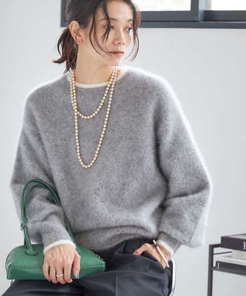 セール】杢 フォックス カシミヤ クルーネック ニット プルオーバー