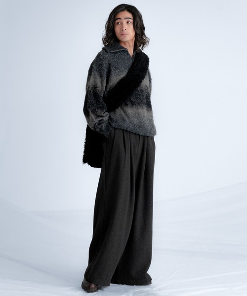 セール】Wool blend gradation zip knit / ウールブレンド