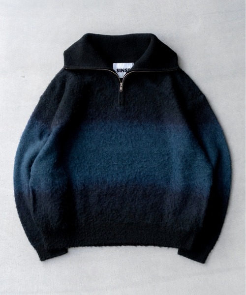 セール】Wool blend gradation zip knit / ウールブレンド