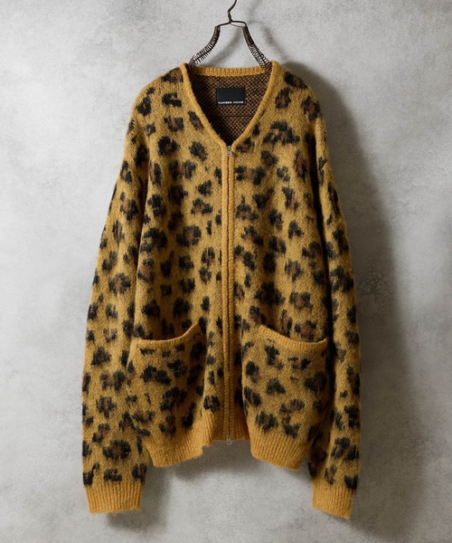 セール】LEOPARD JACQUARD KNIT ZIP-UP CARDIGAN / レオパード