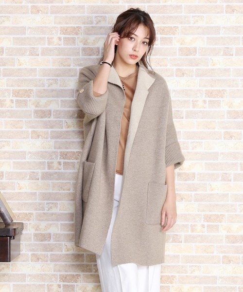 カシミヤ100%ニットロングカーディガンコート（カーディガン/ボレロ