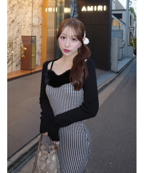 アンサンブルチェックニットロングワンピース | 激安通販のイーサプライ