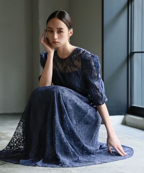 girl（ガール）の「パフスリーブ総レース フレア ロング 結婚式