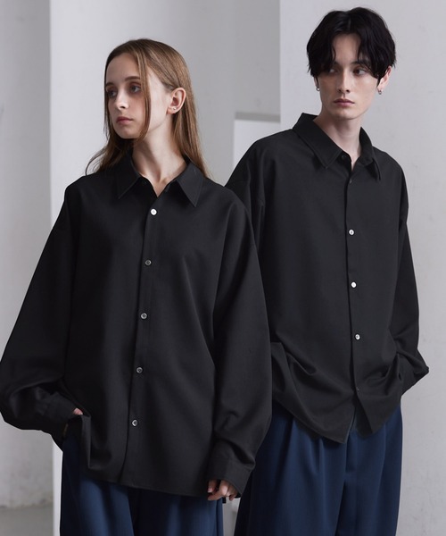 セール】【CLEL】Balloon Sleeve Loose Regular Collor Shirt