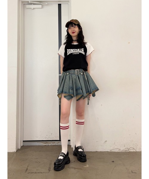 jouetie（ジュエティ）の「アシメヘムデニムミニスカート