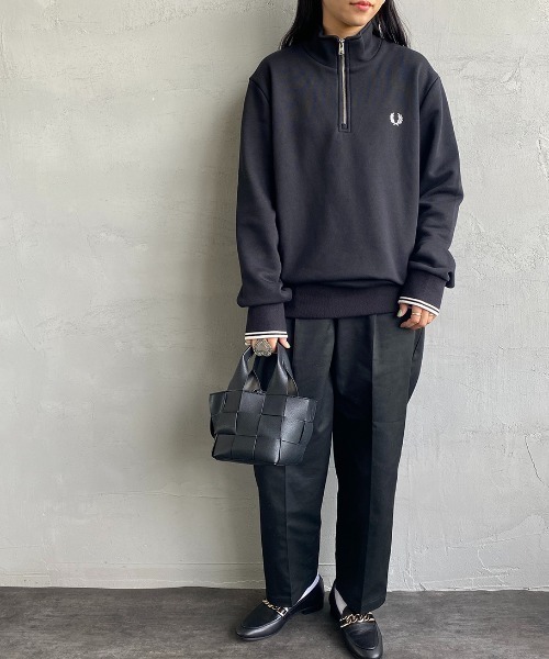 FRED PERRY/フレッドペリー] ワンポイント刺繍 ハーフジップスウェット