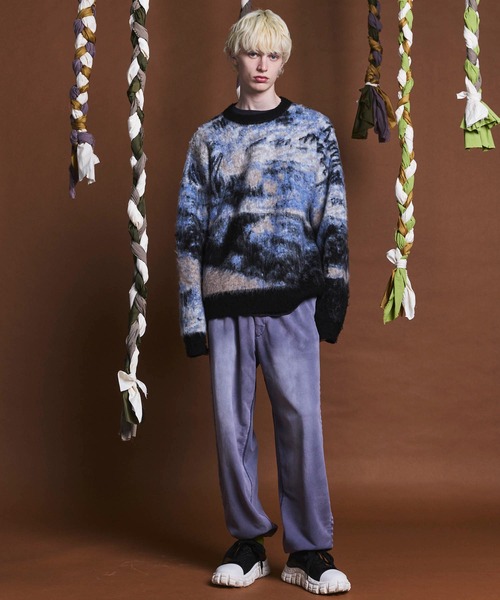 UNISEX》Prime-Over Landscape Painting Crew Neck Knit PullOver